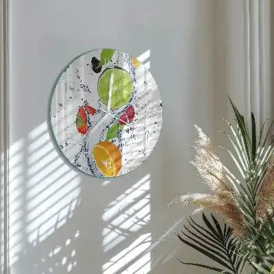 Hodiny s fotkou skleněné kulaté Citronové ovoce