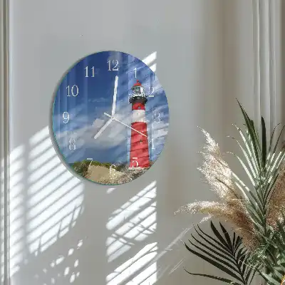 Kulaté skleněné hodiny na zeď Maják