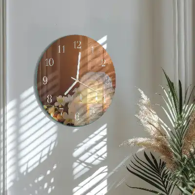 Hodiny s fotkou skleněné kulaté Lázeňské svíčky