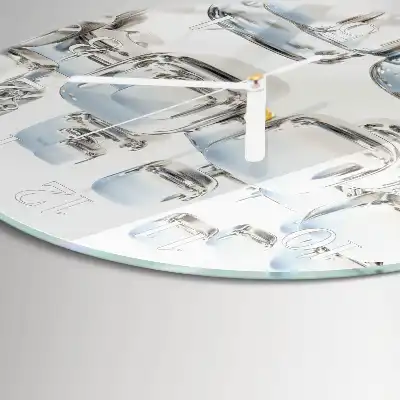 Kulaté skleněné hodiny na zeď 3D krychle