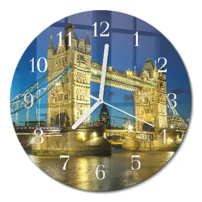 Kulaté skleněné hodiny na stěnu Londýnský most
