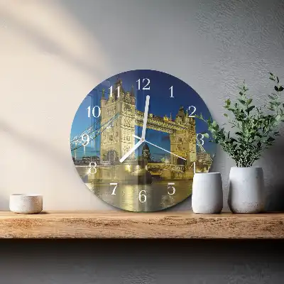 Kulaté skleněné hodiny na stěnu Londýnský most
