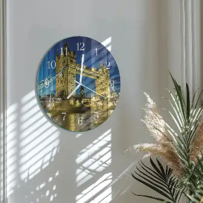 Kulaté skleněné hodiny na stěnu Londýnský most