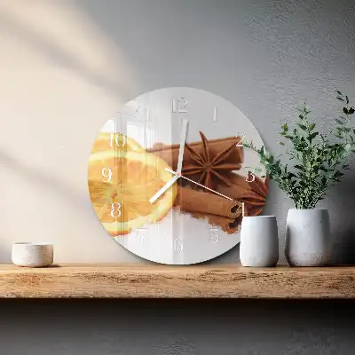 Kulaté skleněné hodiny na zeď Citronová vanilka