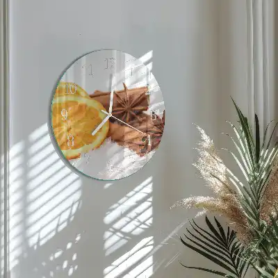 Kulaté skleněné hodiny na zeď Citronová vanilka