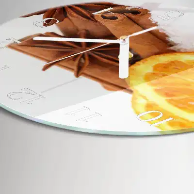 Kulaté skleněné hodiny na zeď Citronová vanilka