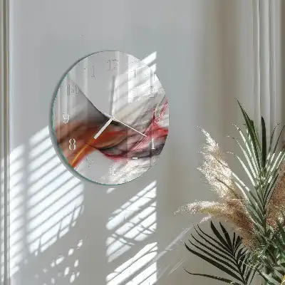 Hodiny na skle kulaté Abstraktní linie