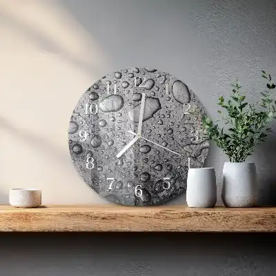 Hodiny s fotkou skleněné kulaté Kapky