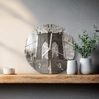 Kulaté skleněné hodiny na stěnu Most
