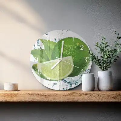Kulaté skleněné hodiny na zeď Uhličitan vápenatý