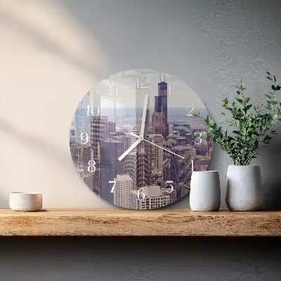 Kulaté skleněné hodiny na zeď Horizont