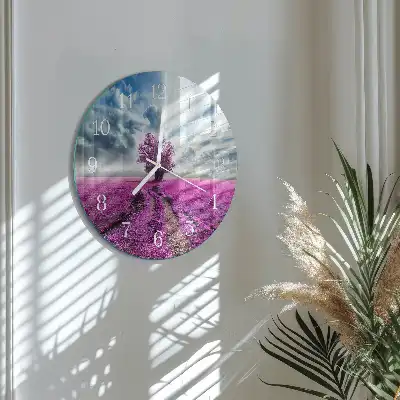 Kulaté skleněné hodiny na stěnu Pole