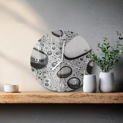 Kulaté skleněné hodiny na zeď Kameny