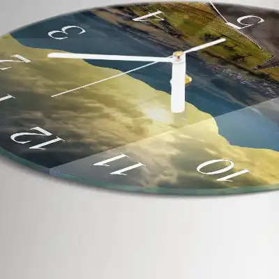 Hodiny s fotkou skleněné kulaté Horská stezka