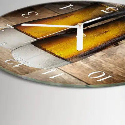 Kulaté skleněné hodiny na stěnu Pivo