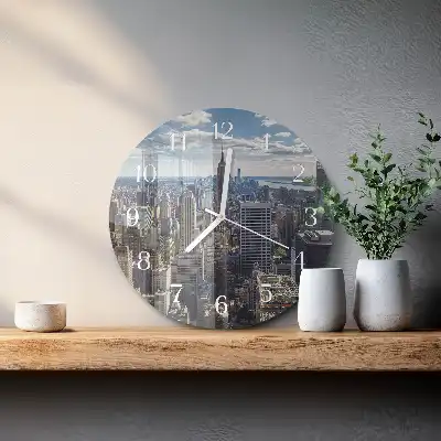 Kulaté skleněné hodiny na zeď Město
