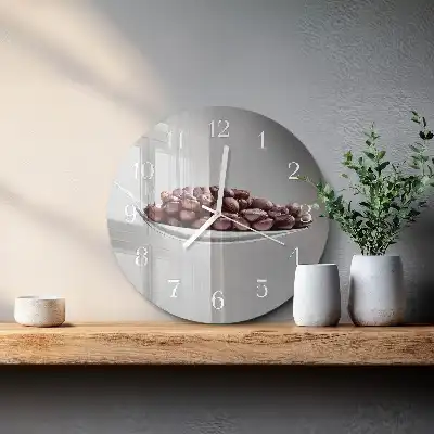Nástěnné hodiny skleněné kulaté Lžíce kávy