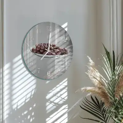 Nástěnné hodiny skleněné kulaté Lžíce kávy