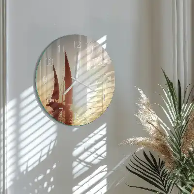 Kulaté skleněné hodiny na stěnu Plachetnice