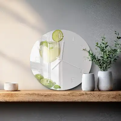 Kulaté skleněné hodiny na zeď Uhličitan vápenatý