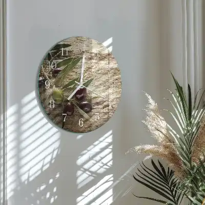 Kulaté skleněné hodiny na zeď Olivy
