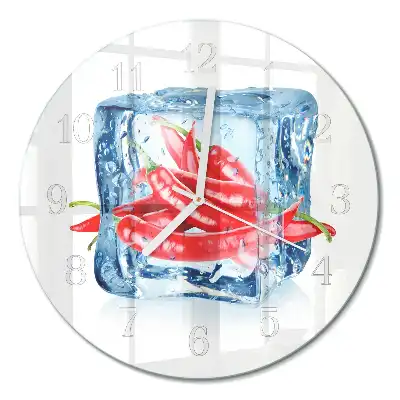 Kulaté skleněné hodiny na stěnu Chilli se zmrzlinou