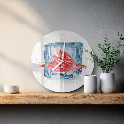 Kulaté skleněné hodiny na stěnu Chilli se zmrzlinou
