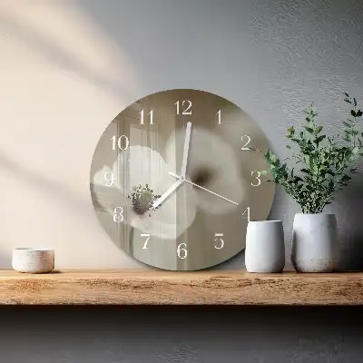 Kulaté skleněné hodiny na zeď Mák