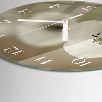 Kulaté skleněné hodiny na zeď Mák