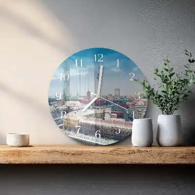 Kulaté skleněné hodiny na zeď Zimní město