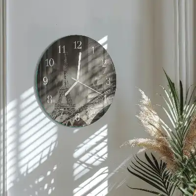 Hodiny s fotkou skleněné kulaté Paříž