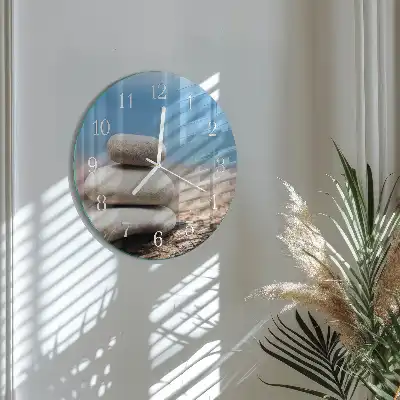 Kulaté skleněné hodiny na zeď Kameny