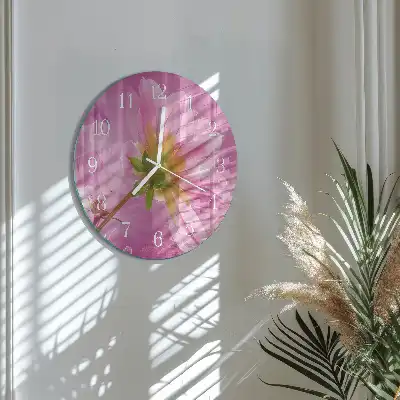 Kulaté skleněné hodiny na stěnu Květ