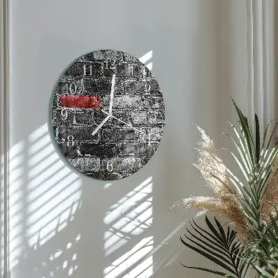 Nástěnné hodiny skleněné kulaté Cihlový
