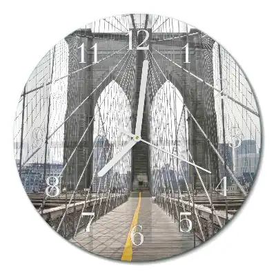 Nástěnné hodiny skleněné kulaté Brooklynský most