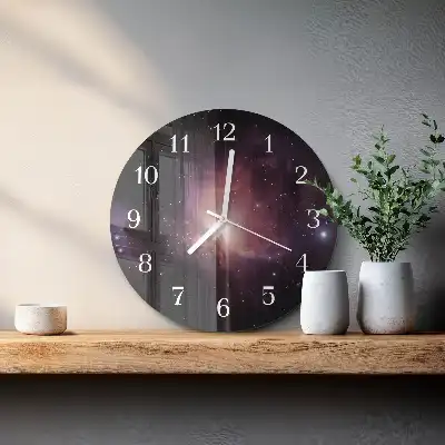 Kulaté skleněné hodiny na zeď Kosmos