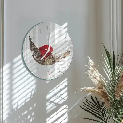 Kulaté skleněné hodiny na stěnu Růže