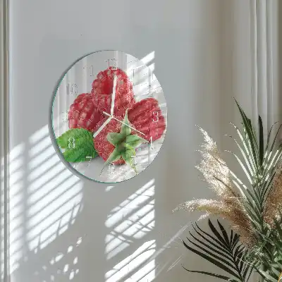 Hodiny s fotkou skleněné kulaté Maliny