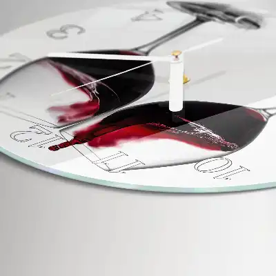 Hodiny s fotkou skleněné kulaté Víno