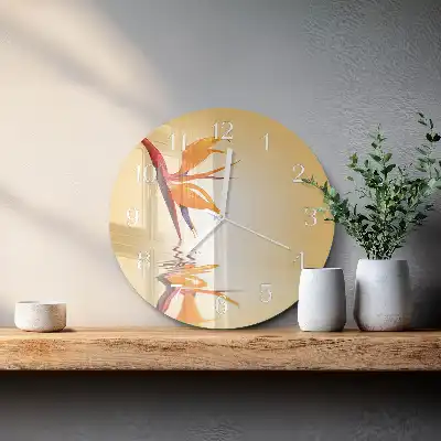 Kulaté skleněné hodiny na zeď Květ