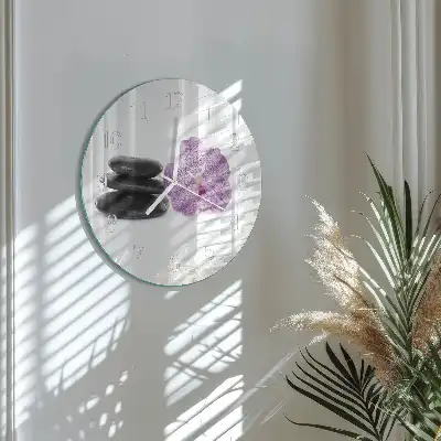 Kulaté skleněné hodiny na zeď Kameny