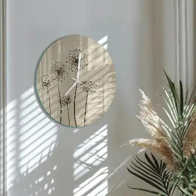 Hodiny s fotkou skleněné kulaté Květiny