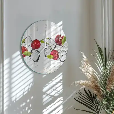 Hodiny na skle kulaté Třešňová zmrzlina