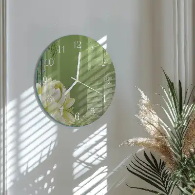 Kulaté skleněné hodiny na zeď Lilie