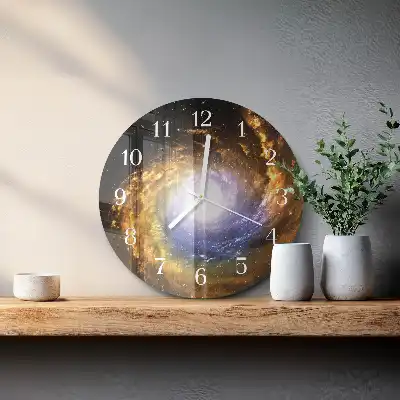 Hodiny s fotkou skleněné kulaté Kosmos