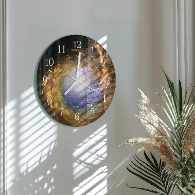 Hodiny s fotkou skleněné kulaté Kosmos
