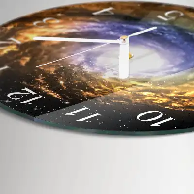Hodiny s fotkou skleněné kulaté Kosmos