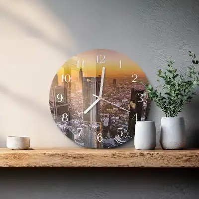 Kulaté skleněné hodiny na zeď Západ slunce