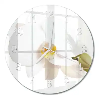 Nástěnné hodiny skleněné kulaté Orchidej