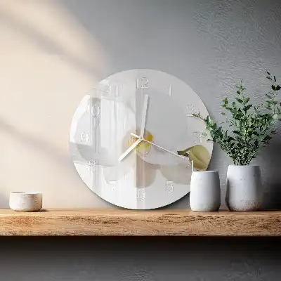 Nástěnné hodiny skleněné kulaté Orchidej